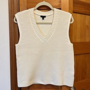 Talbots V-Neck Ivory Knit Vest Size L